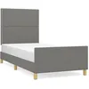 Image de vidaXL Cadre de lit avec tÃªte de lit Gris foncÃ© 90x200 cm Tissu