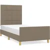 Image de vidaXL Cadre de lit avec tÃªte de lit Taupe 90x200 cm Tissu