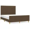 Image de vidaXL Cadre de lit avec tÃªte de lit Marron foncÃ© 140x200 cm Tissu