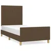 Image de vidaXL Cadre de lit avec tÃªte de lit Marron foncÃ© 90x200 cm Tissu