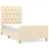 Image de vidaXL Cadre de lit avec tÃªte de lit CrÃ¨me 80x200 cm Tissu
