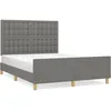 Image de vidaXL Cadre de lit avec tÃªte de lit Gris foncÃ© 140x200 cm Tissu