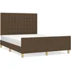 Image de vidaXL Cadre de lit avec tÃªte de lit Marron foncÃ© 140x200 cm Tissu