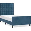 Image de vidaXL Cadre de lit avec tÃªte de lit Bleu foncÃ© 90x200 cm Velours
