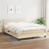 Image de vidaXL Lit Ã  sommier tapissier avec matelas CrÃ¨me 140x190 cm Tissu