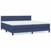 Image de vidaXL Lit Ã  sommier tapissier avec matelas Bleu 200x200 cm Tissu
