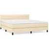 Image de vidaXL Lit Ã  sommier tapissier avec matelas CrÃ¨me 160x200 cm Tissu