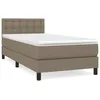 Image de vidaXL Lit Ã  sommier tapissier avec matelas Taupe 90x200 cm Tissu
