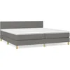 Image de vidaXL Lit Ã  sommier tapissier avec matelas Gris foncÃ© 200x200cm Tissu