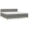 Image de vidaXL Lit Ã  sommier tapissier avec matelas Gris foncÃ© 200x200cm Tissu