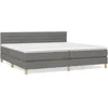 Image de vidaXL Lit Ã  sommier tapissier avec matelas Gris foncÃ© 200x200cm Tissu