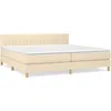 Image de vidaXL Lit Ã  sommier tapissier avec matelas CrÃ¨me 200x200 cm Tissu