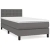 Image de vidaXL Lit Ã  sommier tapissier avec matelas Gris 80x200 cm Similicuir