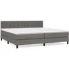Image de vidaXL Lit Ã  sommier tapissier avec matelas Gris 200x200 cm Similicuir