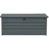 Image de Axi Miles Coffre De Jardin En MÃ©tal - 600l, Anthracite - Coffre De Rangement ExtÃ©rieur Avec Fond Et Serrure - Meuble Exterieur Rangement Outils De Jardinage, Coussins - 165 X 70 X 62 Cm.