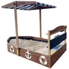 Image de Bac Ã Sable Bateau, Dinette, Bois Fsc, Anthracite/Brun,160x100x110 Cm