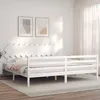 Image de vidaXL Cadre de lit avec tÃªte de lit blanc 200x200 cm bois massif