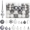 Image de vidaXL Ensemble de boules de NoÃ«l 111 piÃ¨ces blanc et gris polystyrÃ¨ne