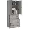 Image de vidaXL Buffet haut Sonoma gris 69,5x34x180 cm Bois d'ingÃ©nierie