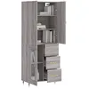 Image de vidaXL Buffet haut Sonoma gris 69,5x34x180 cm Bois d'ingÃ©nierie