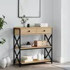 Image de Table Console Sonoma chÃªne 75x28x75 cm bois contreplaquÃ© mÃ©tal