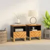 Image de vidaXL Tables de chevet 2 pcs marron et noir bois de manguier solide