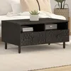 Image de vidaXL Table basse noir 80x54x40 cm bois massif de manguier