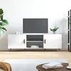 Image de vidaXL Meuble TV blanc brillant 150x30x50 cm bois d'ingÃ©nierie
