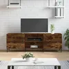 Image de vidaXL Meuble TV chÃªne fumÃ© 150x30x50 cm bois d'ingÃ©nierie