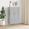 Image de vidaXL Buffet haut gris bÃ©ton 69,5x31x115 cm bois d'ingÃ©nierie