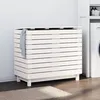 Image de vidaXL Panier Ã  linge blanc 88,5x44x76 cm Bois massif de pin