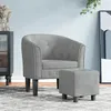 Image de vidaXL Fauteuil avec repose-pied gris clair velours