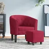 Image de vidaXL Fauteuil avec repose-pied rouge bordeaux velours