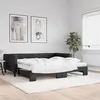 Image de vidaXL Lit de jour avec gigogne et matelas noir 100x200 cm tissu