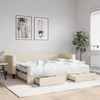 Image de vidaXL Lit de jour avec gigogne et tiroirs crÃ¨me 80x200 cm tissu