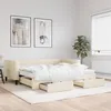 Image de vidaXL Lit de jour avec gigogne et tiroirs crÃ¨me 90x200 cm tissu