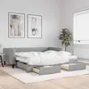 Image de vidaXL Lit de jour avec gigogne et tiroirs gris clair 100x200 cm tissu