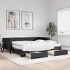 Image de vidaXL Lit de jour avec gigogne et tiroirs noir 100x200 cm tissu