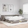 Image de vidaXL Lit de jour avec gigogne et tiroirs taupe 100x200 cm tissu