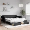 Image de vidaXL Lit de jour avec gigogne et tiroirs noir 90x200 cm tissu