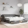 Image de vidaXL Lit de jour avec gigogne et tiroirs gris foncÃ© 90x190 cm tissu