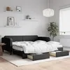 Image de vidaXL Lit de jour avec gigogne et tiroirs noir 100x200 cm tissu
