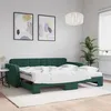 Image de vidaXL Lit de jour avec gigogne et matelas vert foncÃ© 90x200cm velours