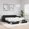 Image de vidaXL Lit de jour avec gigogne et tiroirs noir 90x200 cm velours