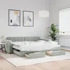 Image de vidaXL Lit de jour avec gigogne et tiroirs gris clair 90x190cm velours