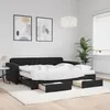 Image de vidaXL Lit de jour avec gigogne et tiroirs noir 90x190 cm velours