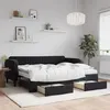 Image de vidaXL Lit de jour avec gigogne et tiroirs noir 90x200 cm velours