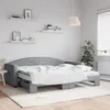 Image de vidaXL Lit de jour avec gigogne et matelas gris clair 90x200 cm tissu