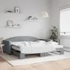 Image de vidaXL Lit de jour avec gigogne et matelas gris clair 100x200 cm tissu