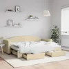 Image de vidaXL Lit de jour avec gigogne et tiroirs crÃ¨me 80x200 cm tissu